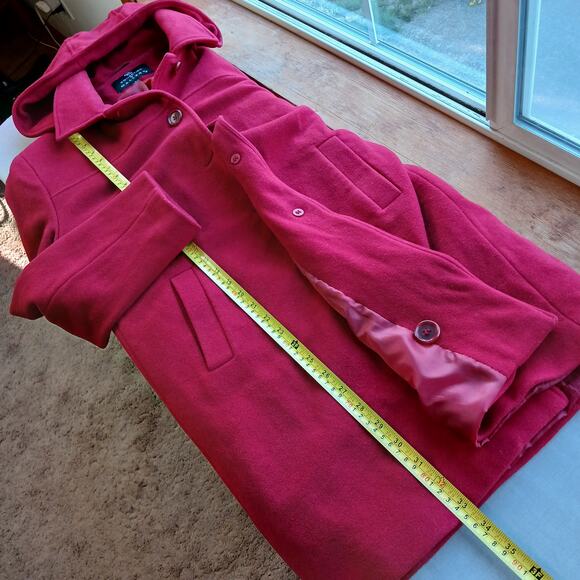 Collection by Gallery Little Red Riding Hooded Peacoat Large wool blend buttons - Picture 12 of 14